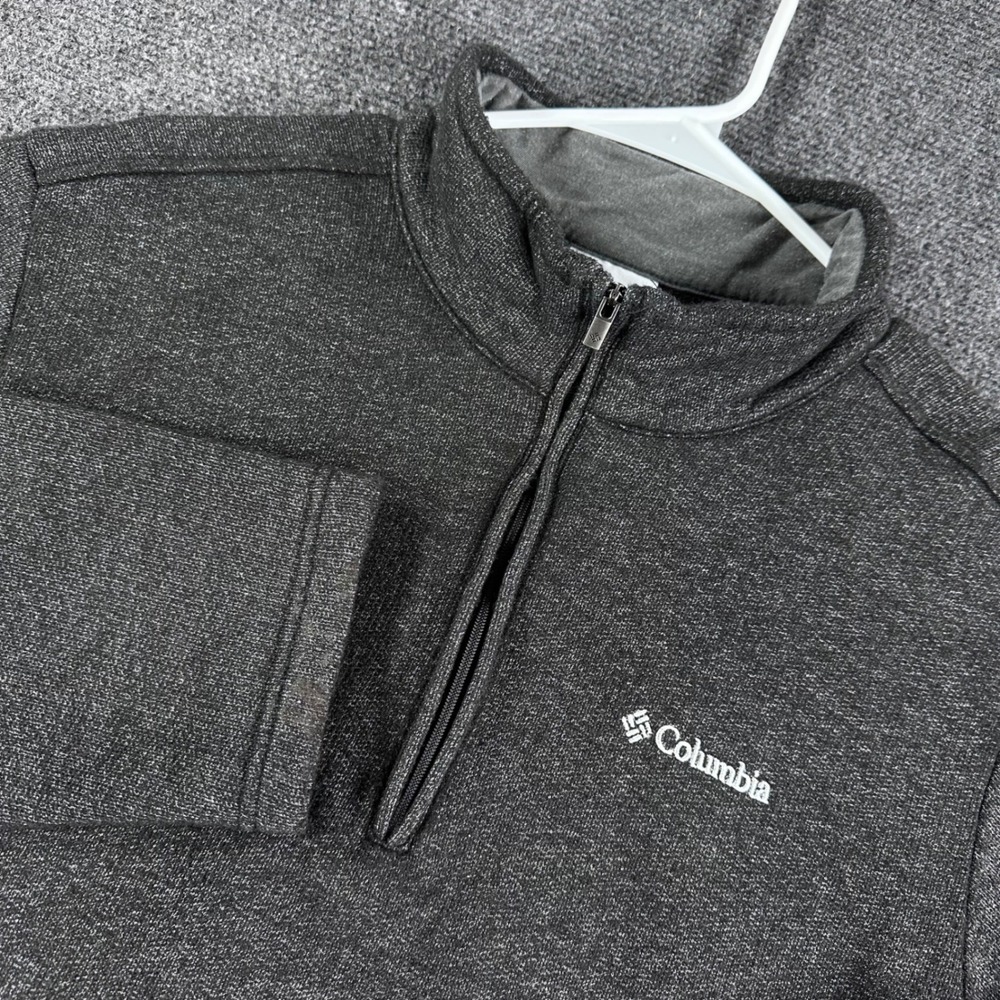 Columbia Pullover Mens L Large Charcoal Gray Heather Quarter Zip Fleece Lined